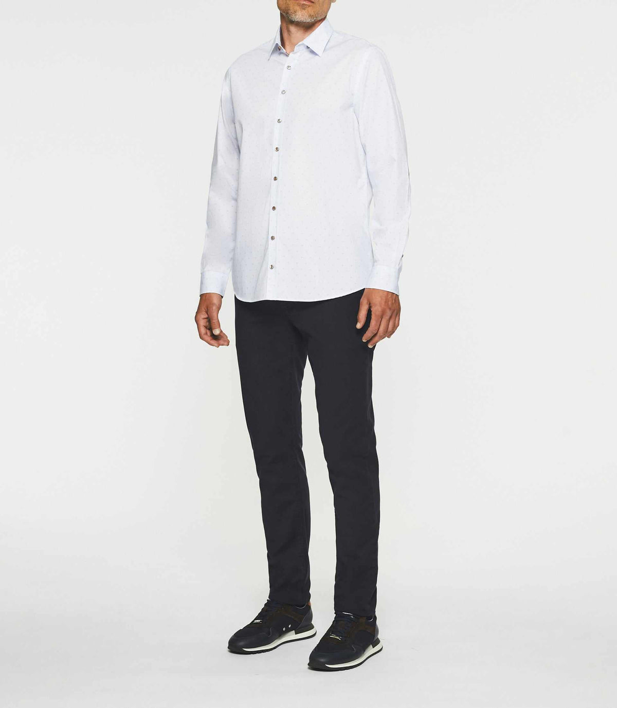 Chemise casual imprimé blanc et camel JULES - IZAC