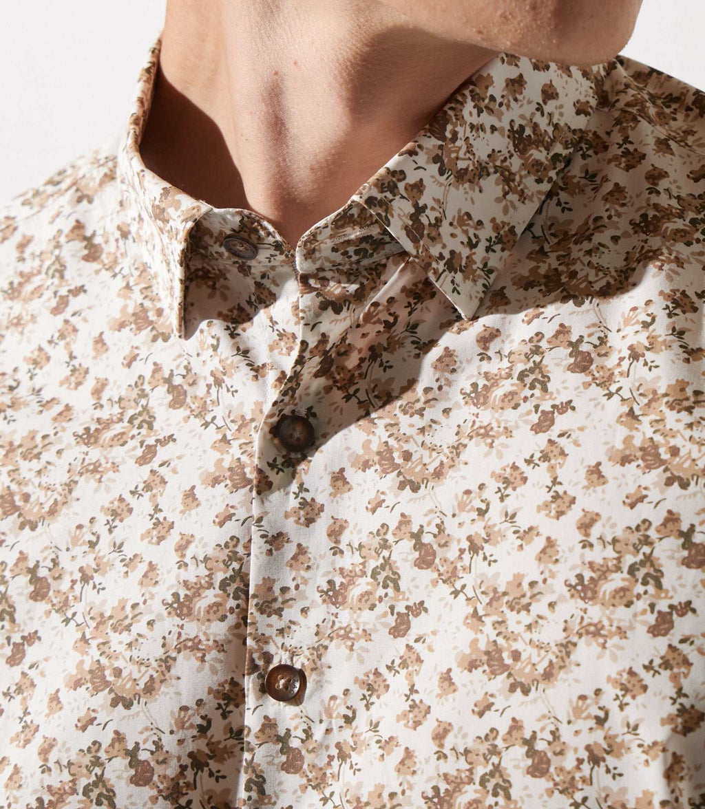 Chemise droite à imprimé floral kaki JACKI - IZAC