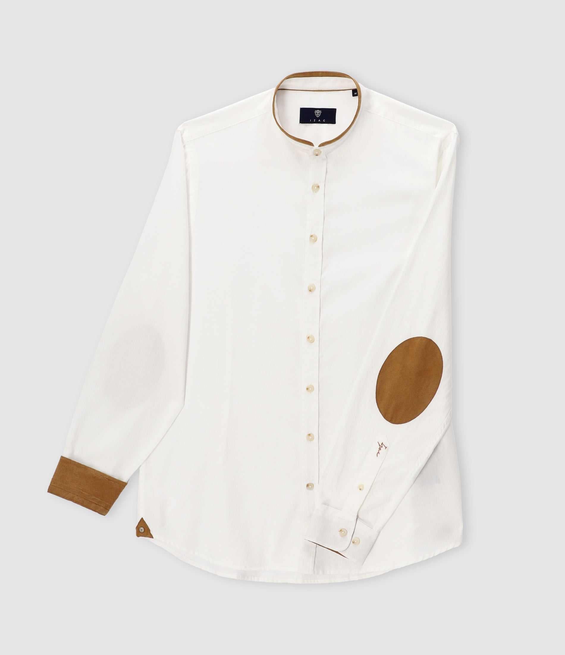 Chemise à coudières blanc et camel JASON - IZAC