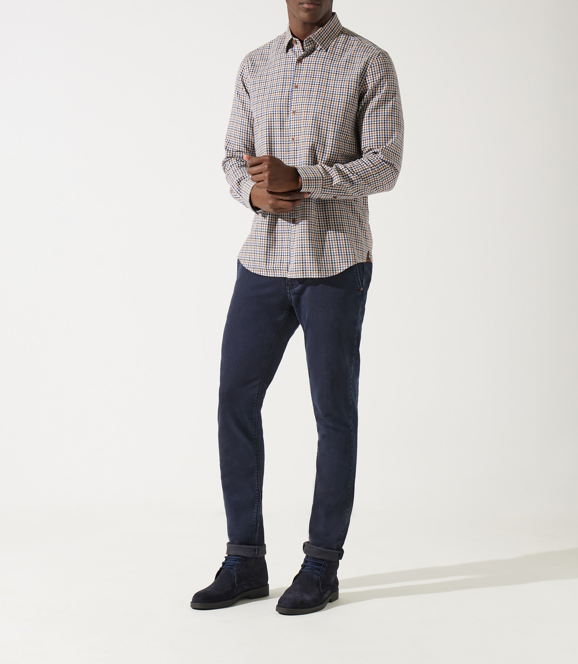 Chemise à petit carreaux marron JEAN - IZAC