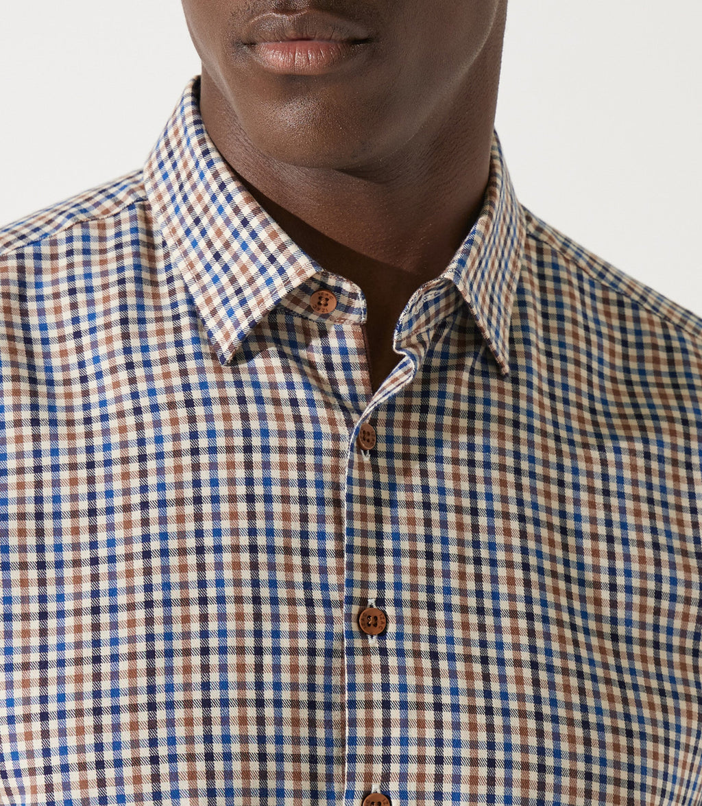Chemise à petit carreaux marron JEAN - IZAC