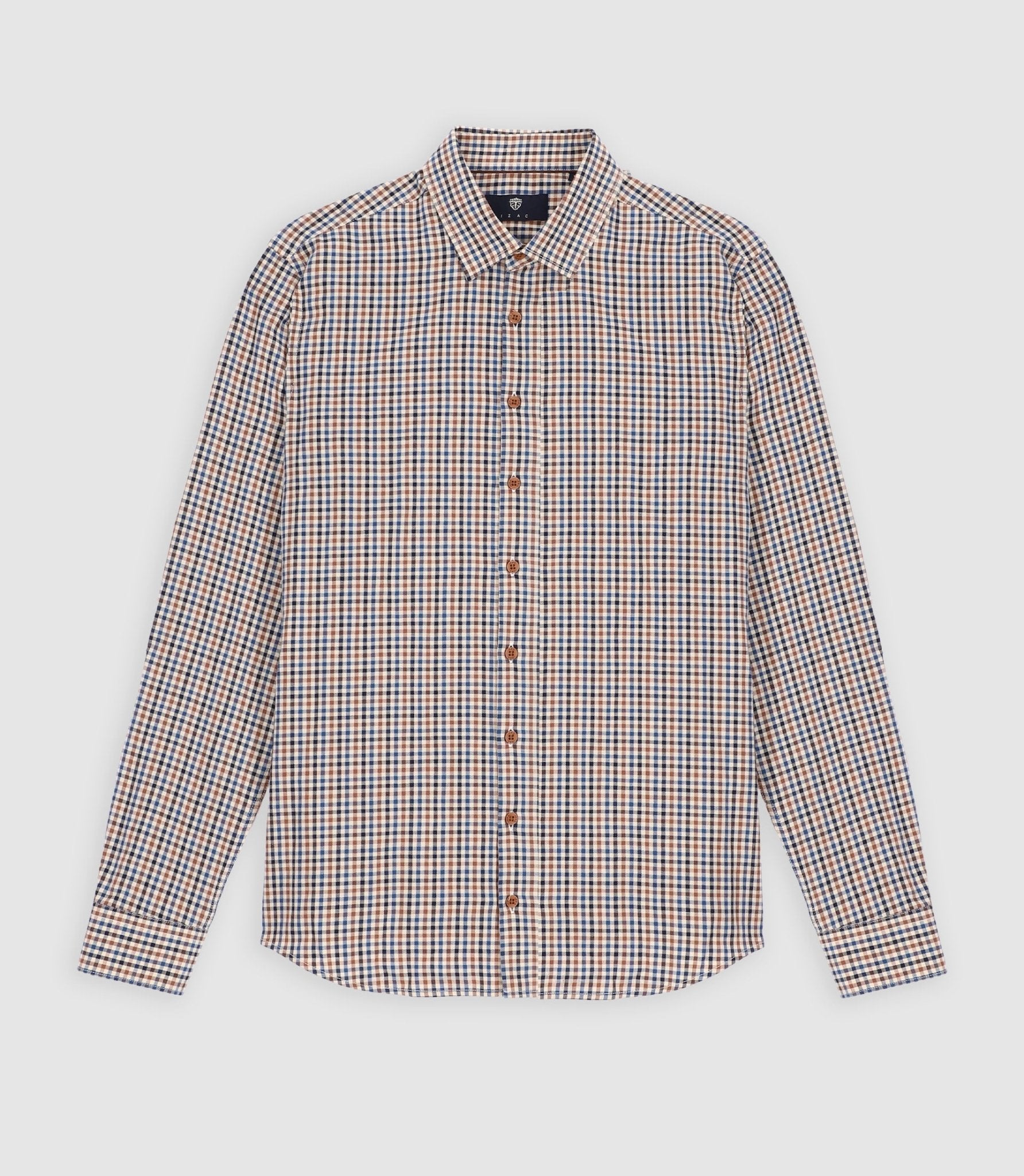 Chemise à petit carreaux marron JEAN - IZAC