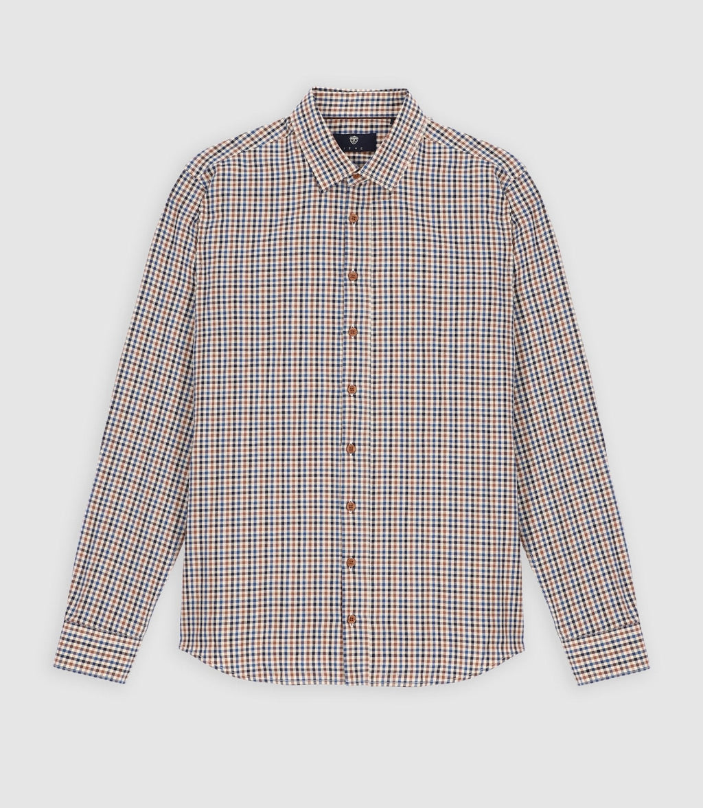 Chemise à petit carreaux marron JEAN - IZAC