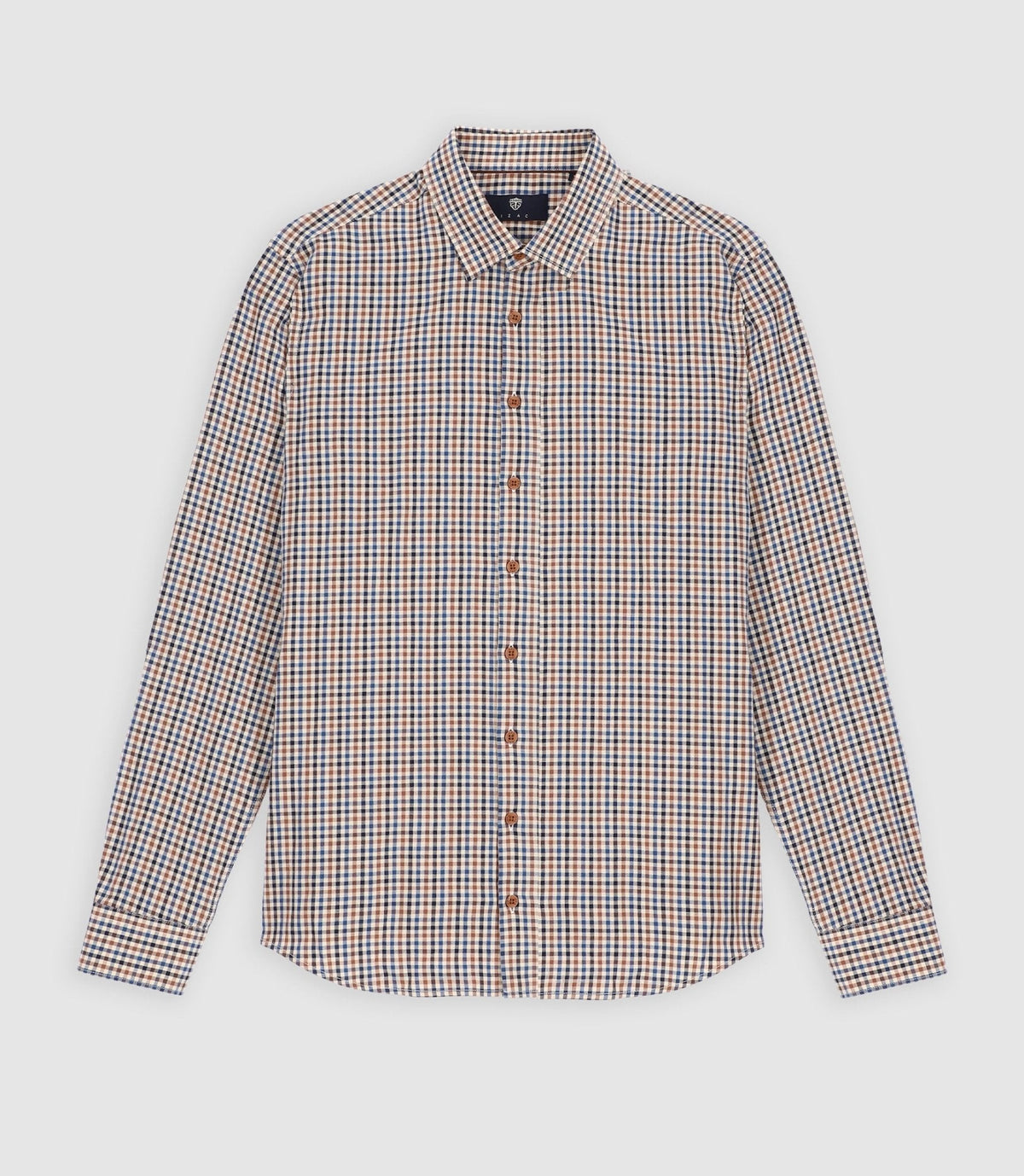 Chemise à petit carreaux marron JEAN - IZAC