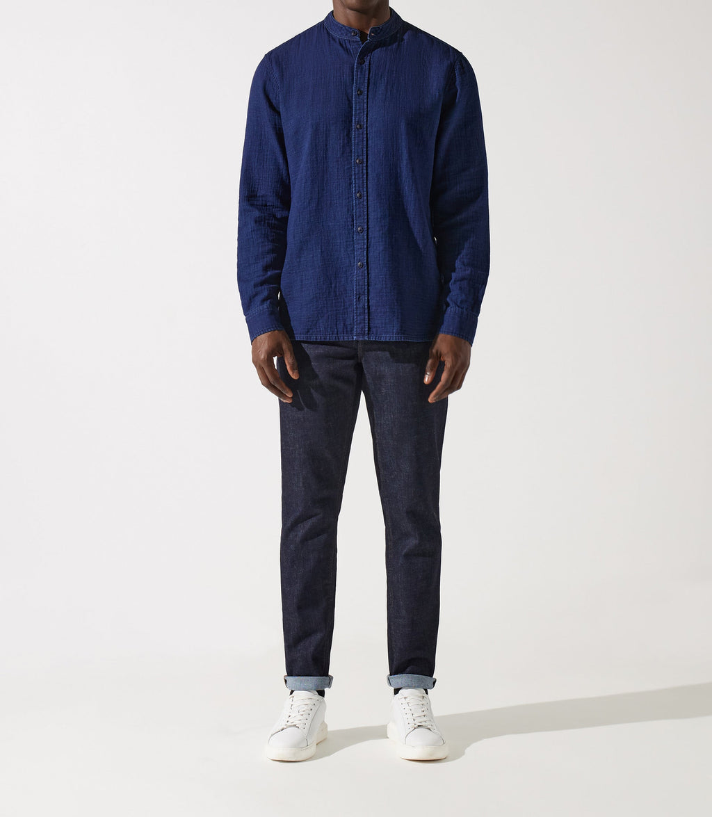 Chemise col mao bleu JEREMI - IZAC
