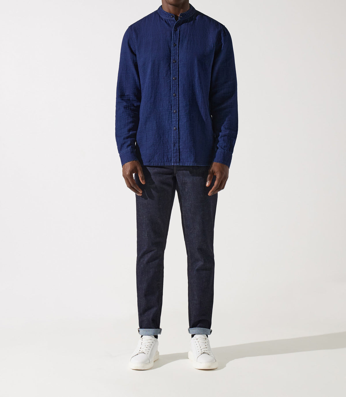 Chemise col mao bleu JEREMI - IZAC