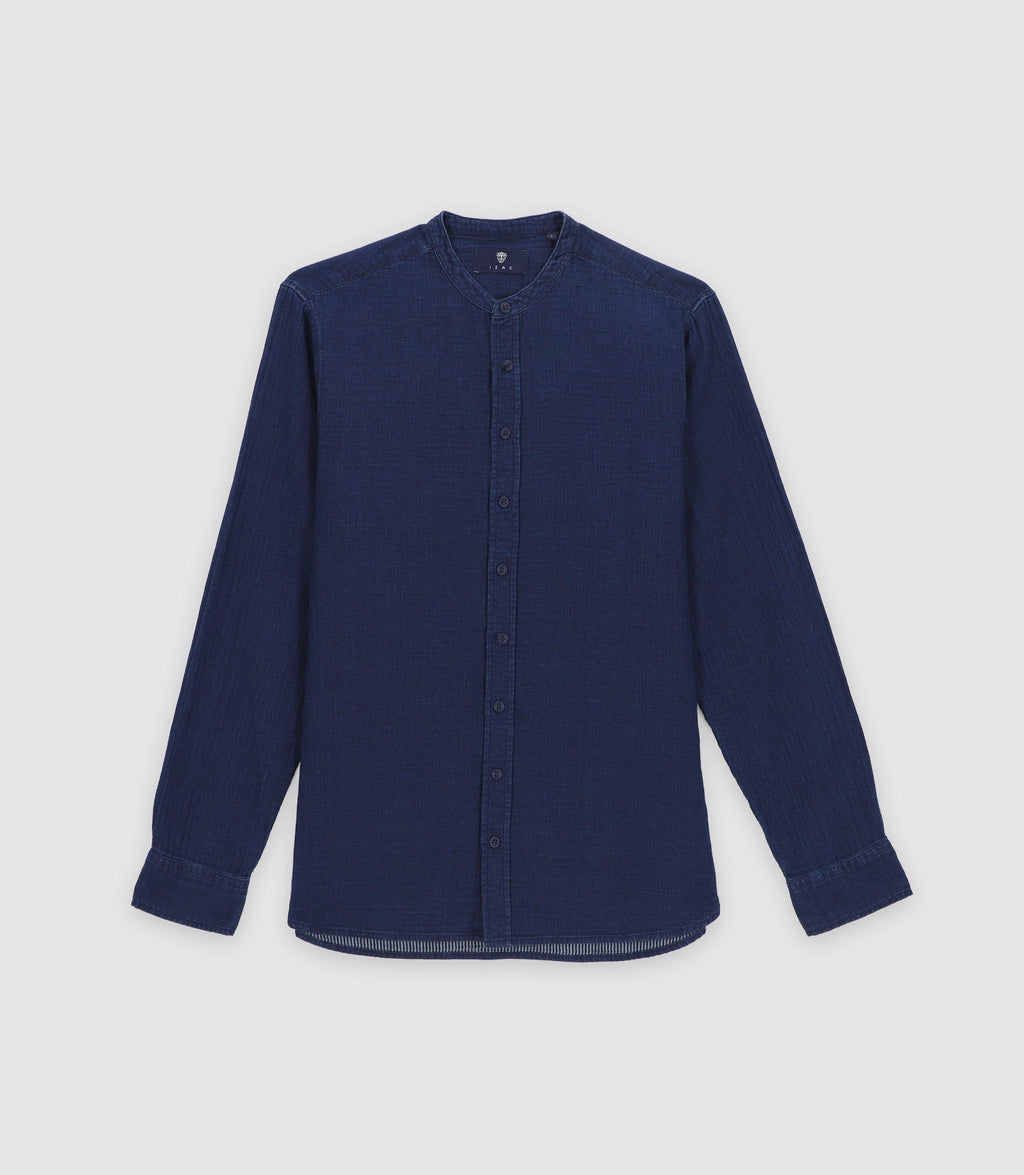 Chemise col mao bleu JEREMI - IZAC
