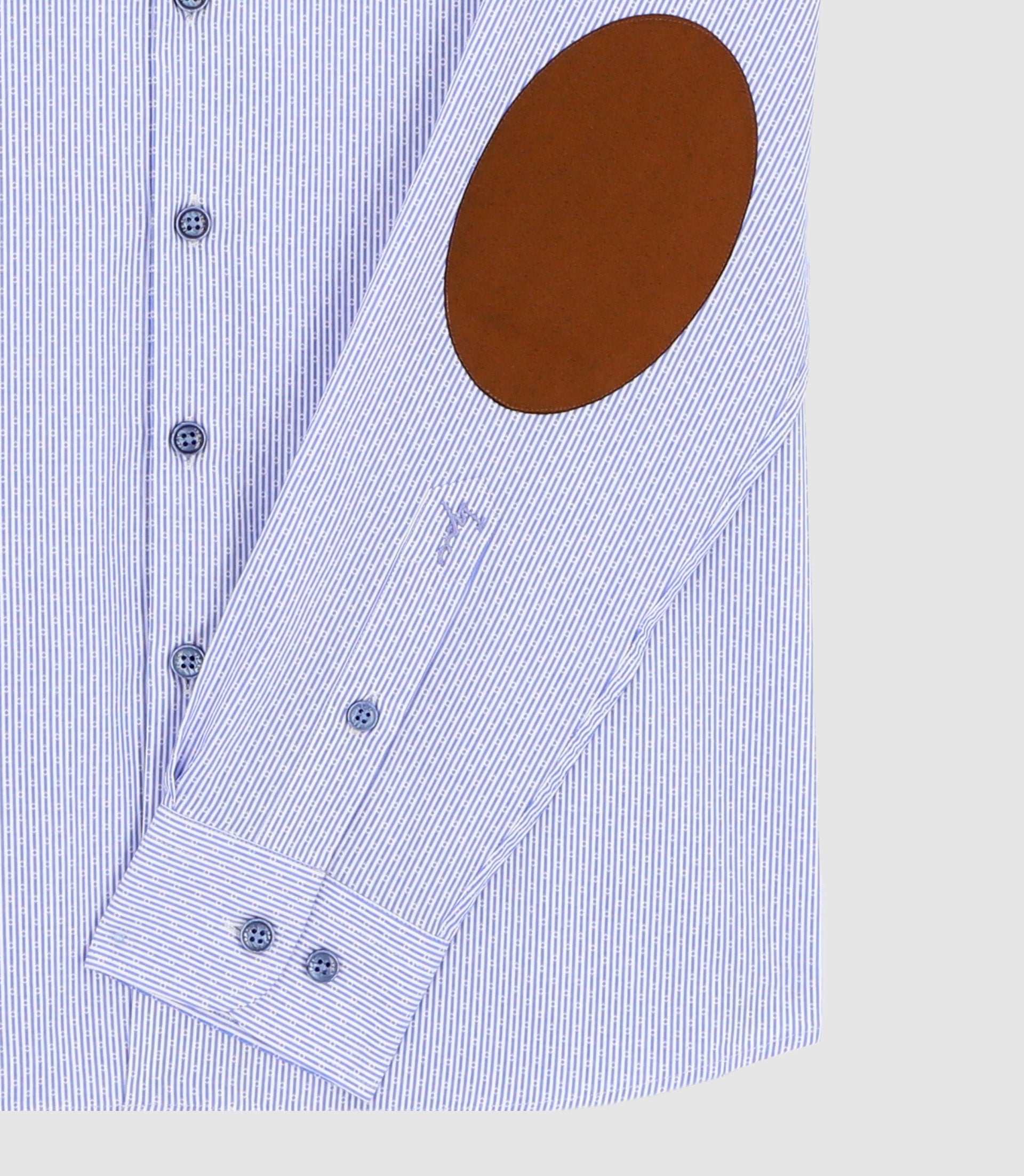 Chemise col mao à coudière bleu et blanc JOHAN - IZAC