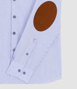 Chemise col mao à coudière bleu et blanc JOHAN - IZAC