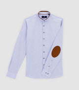 Chemise col mao à coudière bleu et blanc JOHAN - IZAC