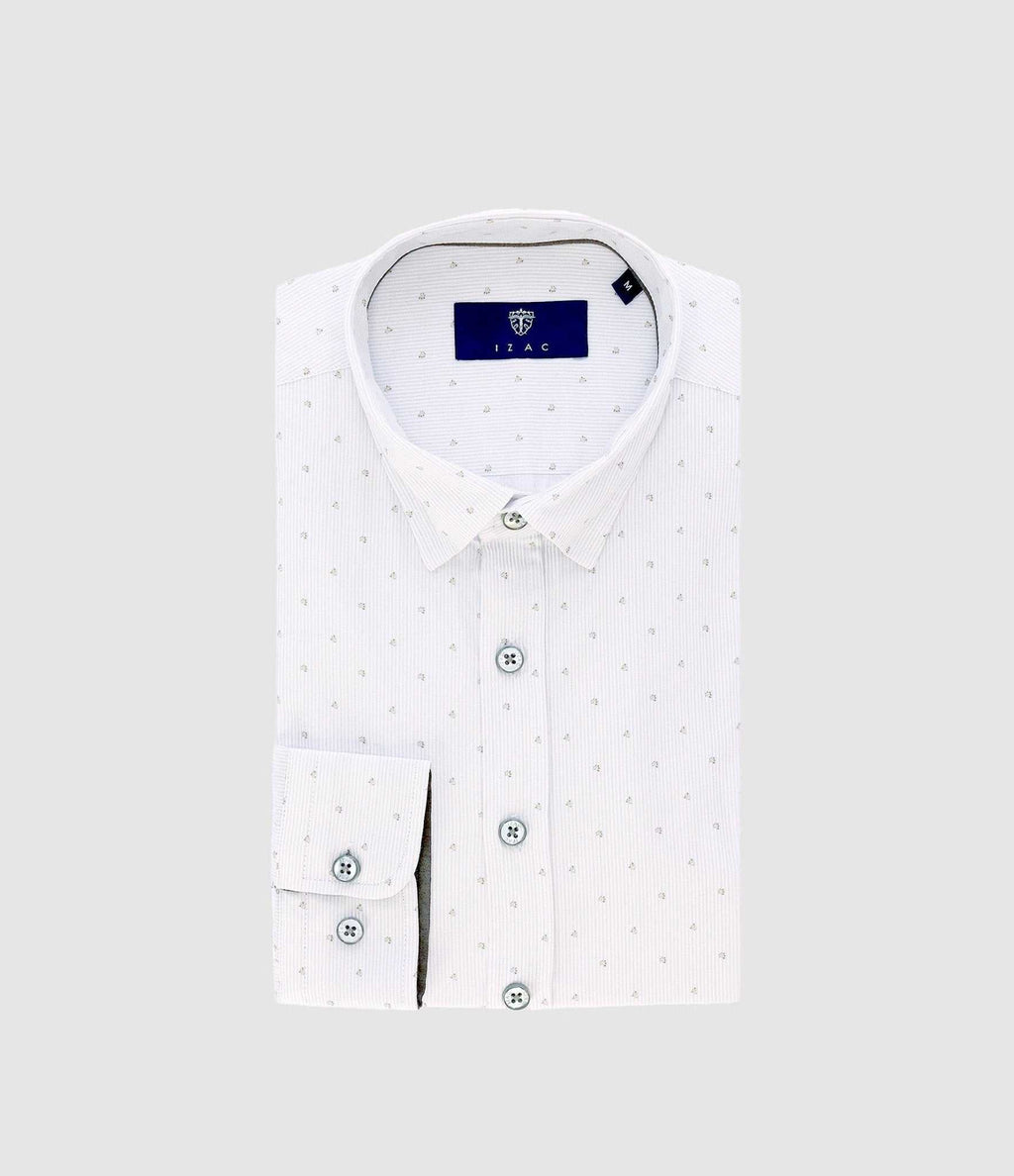 Chemise droite imprimée à coudières blanche et kaki JORGE - IZAC