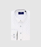 Chemise droite imprimée à coudières blanche et kaki JORGE - IZAC