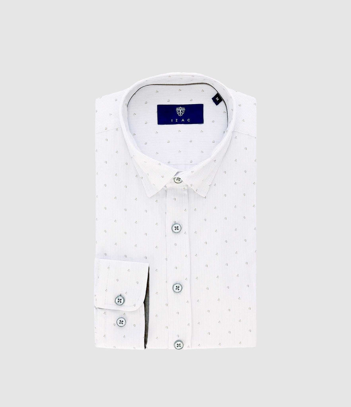 Chemise droite imprimée à coudières blanche et kaki JORGE - IZAC