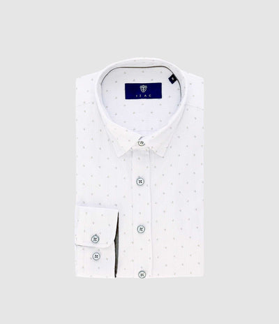 Chemise droite imprimée à coudières blanche et kaki JORGE - IZAC