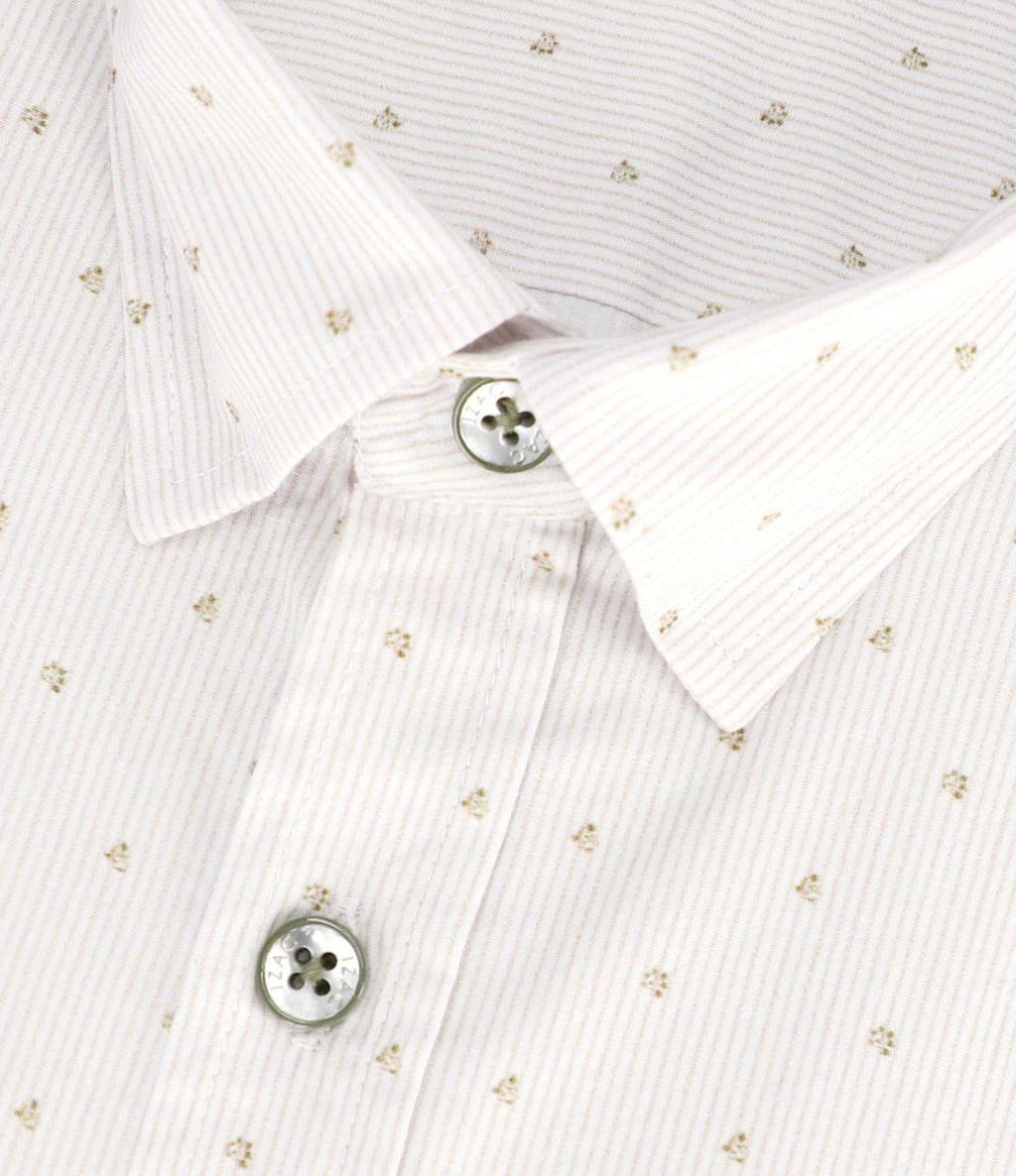 Chemise droite imprimée à coudières blanche et kaki JORGE - IZAC