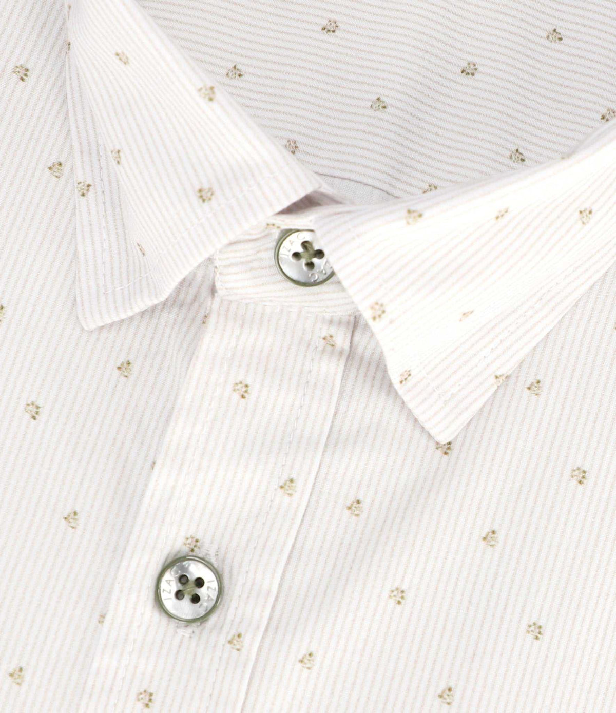 Chemise droite imprimée à coudières blanche et kaki JORGE - IZAC