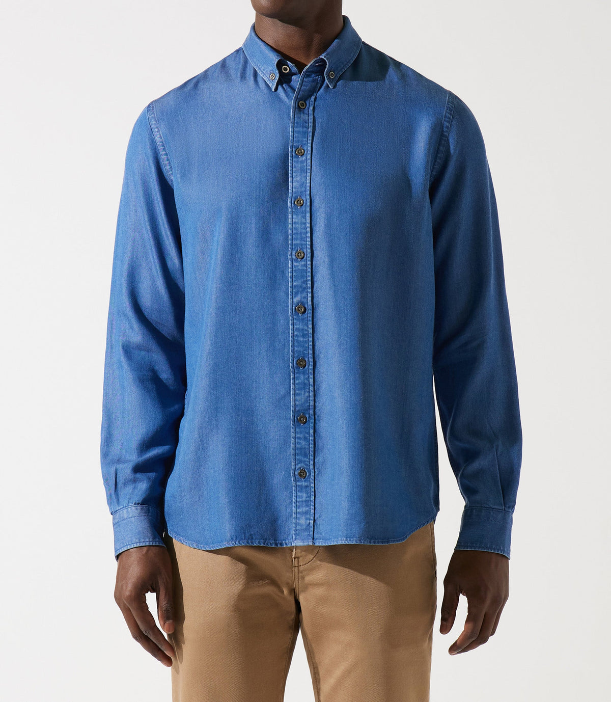 Chemise unie en tencel bleue JOSS - IZAC