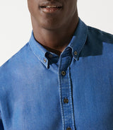 Chemise unie en tencel bleue JOSS - IZAC