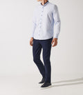 Chemise col mao à coudières bleu ciel et marine JOY - IZAC