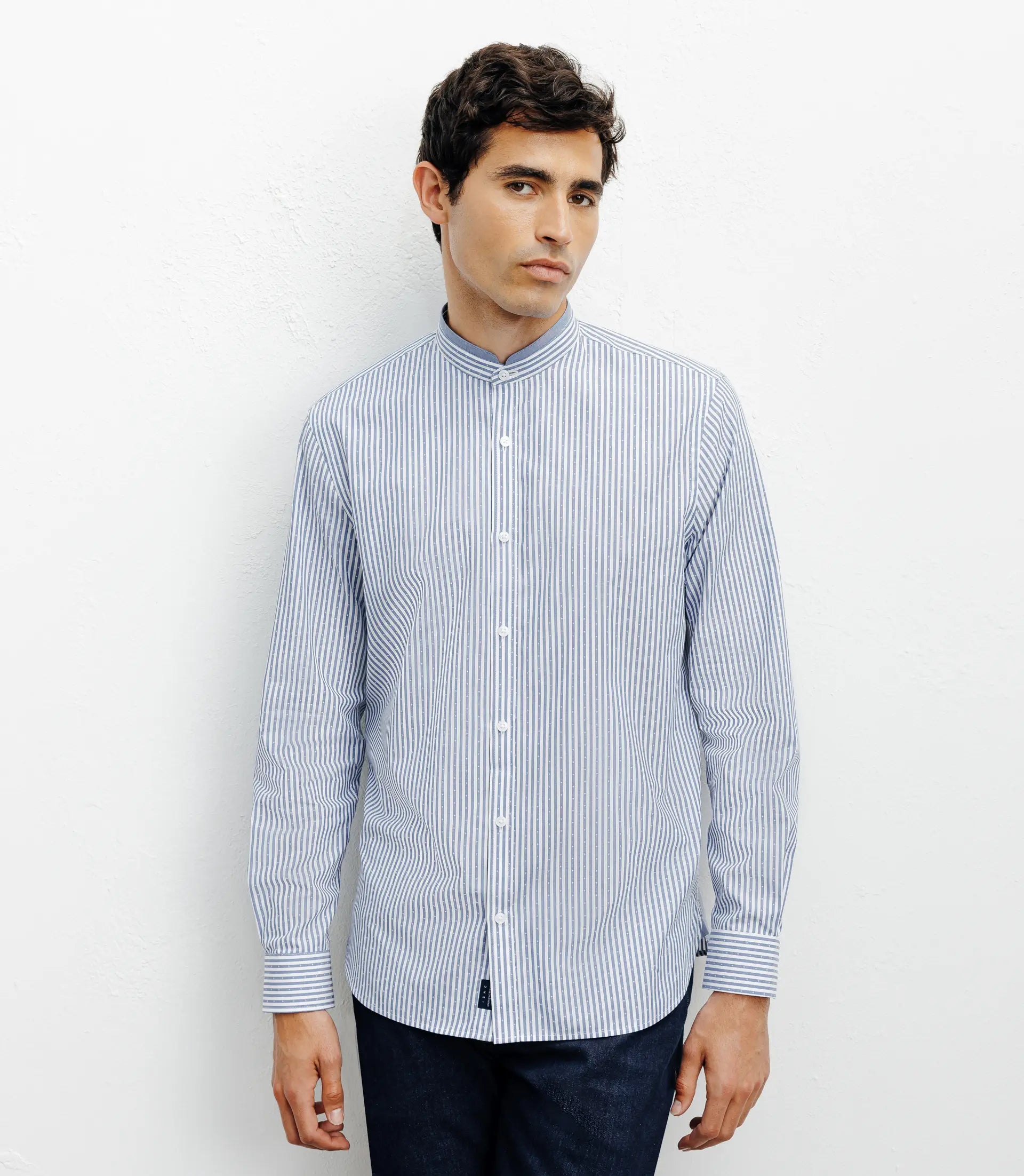 Chemise casual col mao ciel - IZAC
