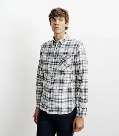 Chemise casual à petits carreaux écru - IZAC