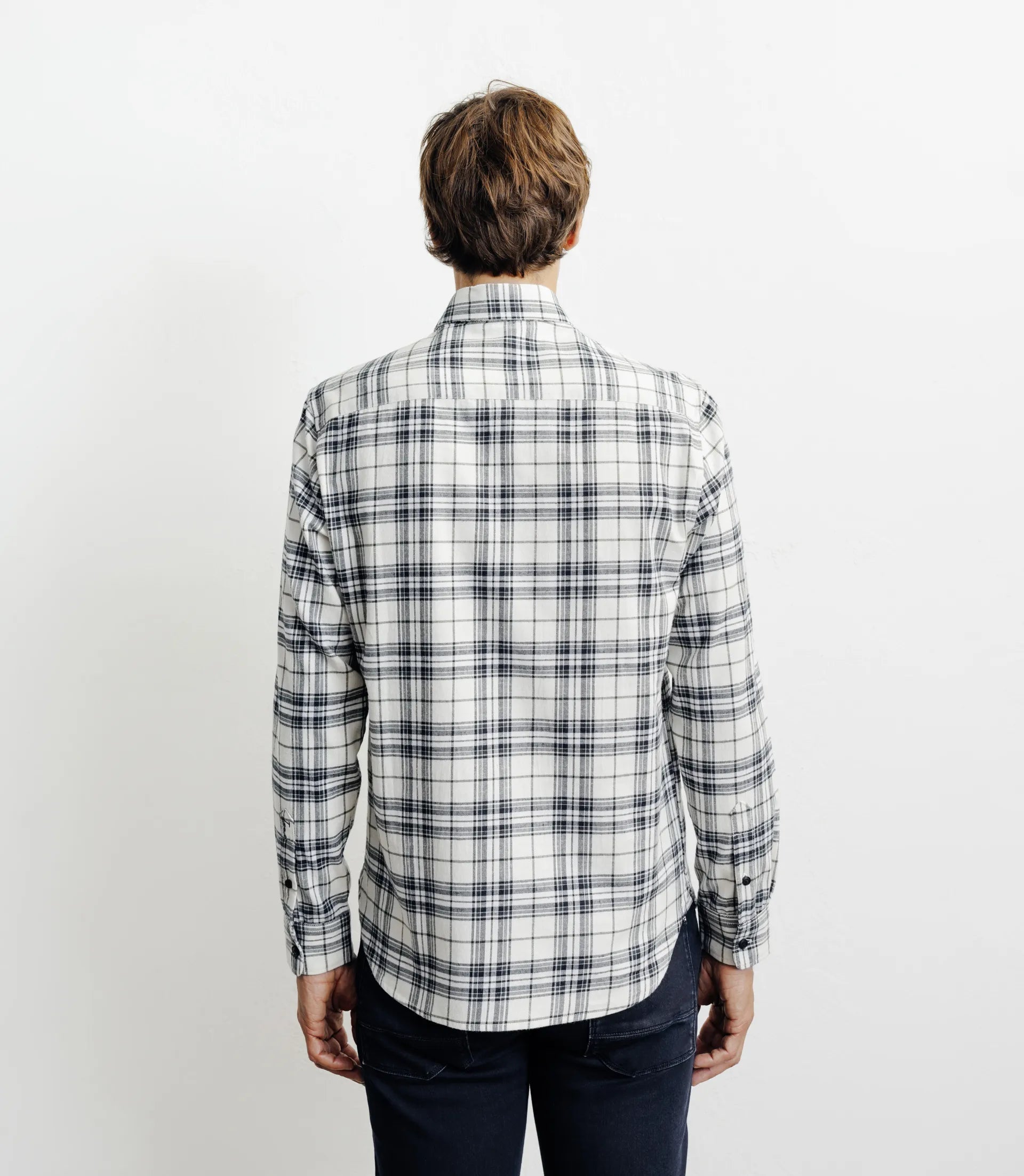 Chemise casual à petits carreaux écru - IZAC