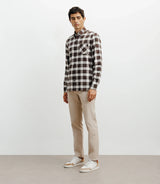 Chemise casual à petits carreaux marron - IZAC