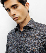 Chemise casual imprimé fleurs marine - IZAC