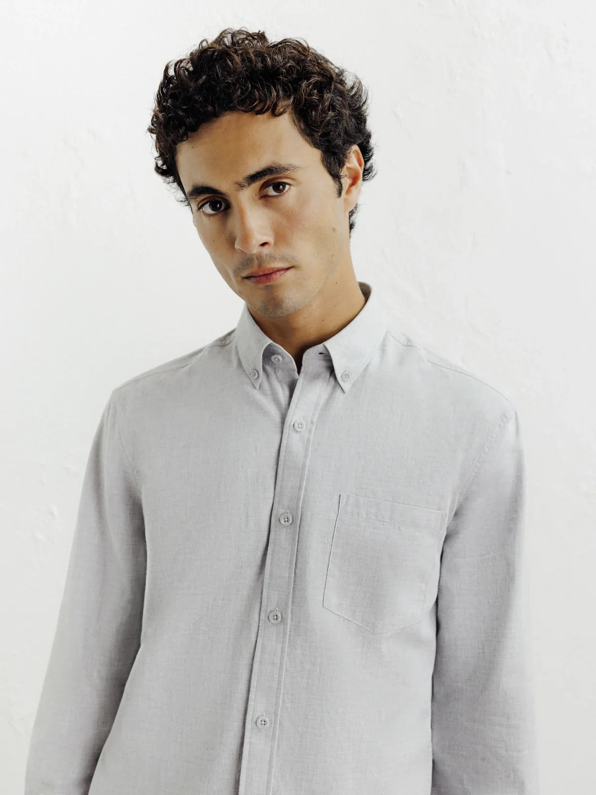 Chemise casual avec col boutonné grise - IZAC