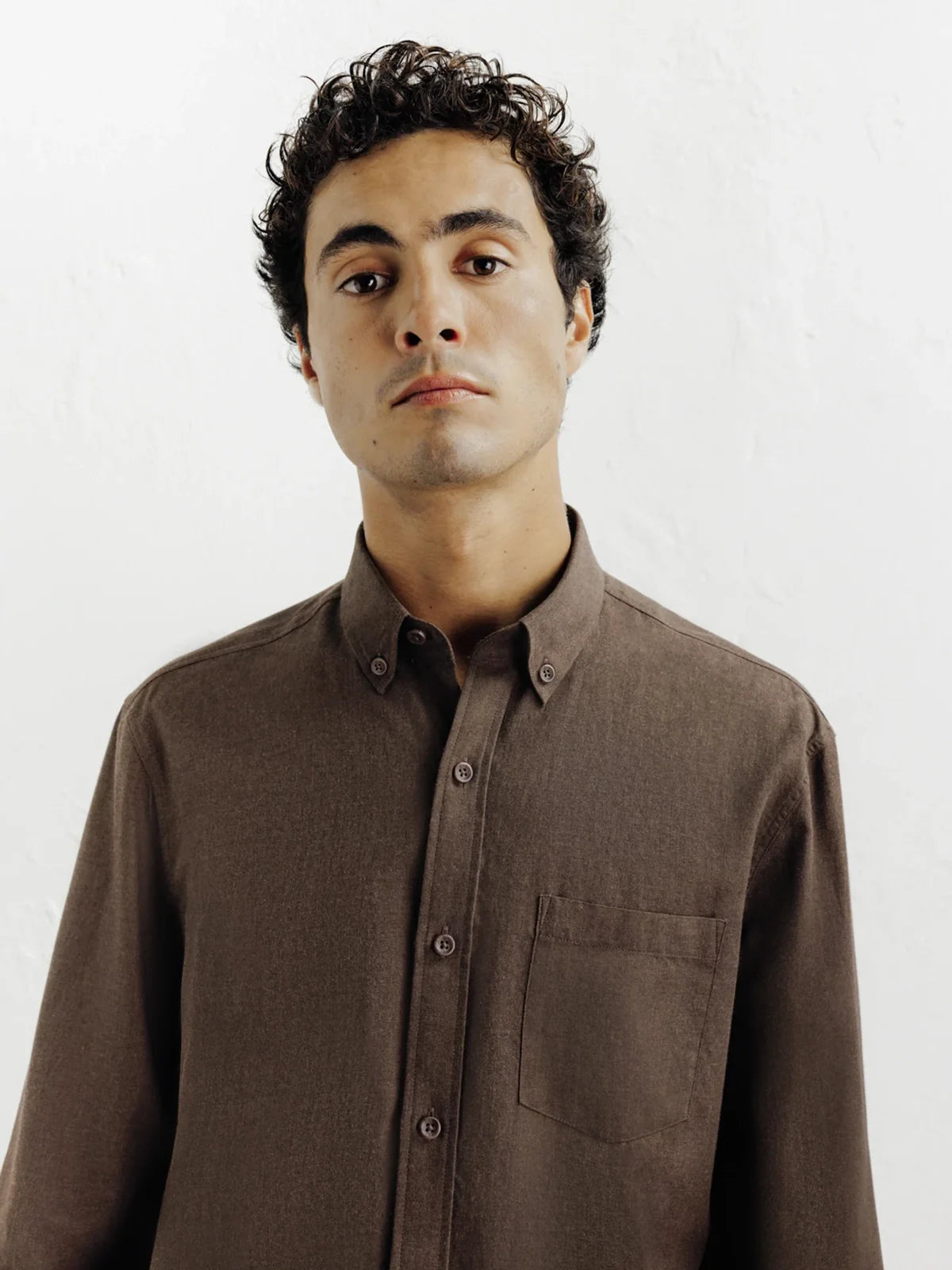Chemise casual avec col boutonné marron - IZAC