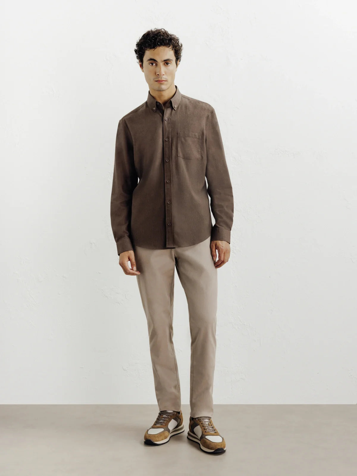 Chemise casual avec col boutonné marron - IZAC