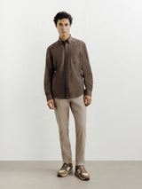 Chemise casual avec col boutonné marron - IZAC