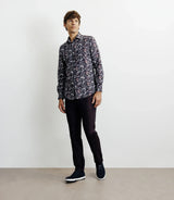 Chemise casual imprimé fleurs bleu marine - IZAC