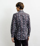 Chemise casual imprimé fleurs bleu marine - IZAC