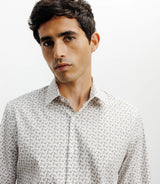Chemise casual à imprimé fleurs beige - IZAC