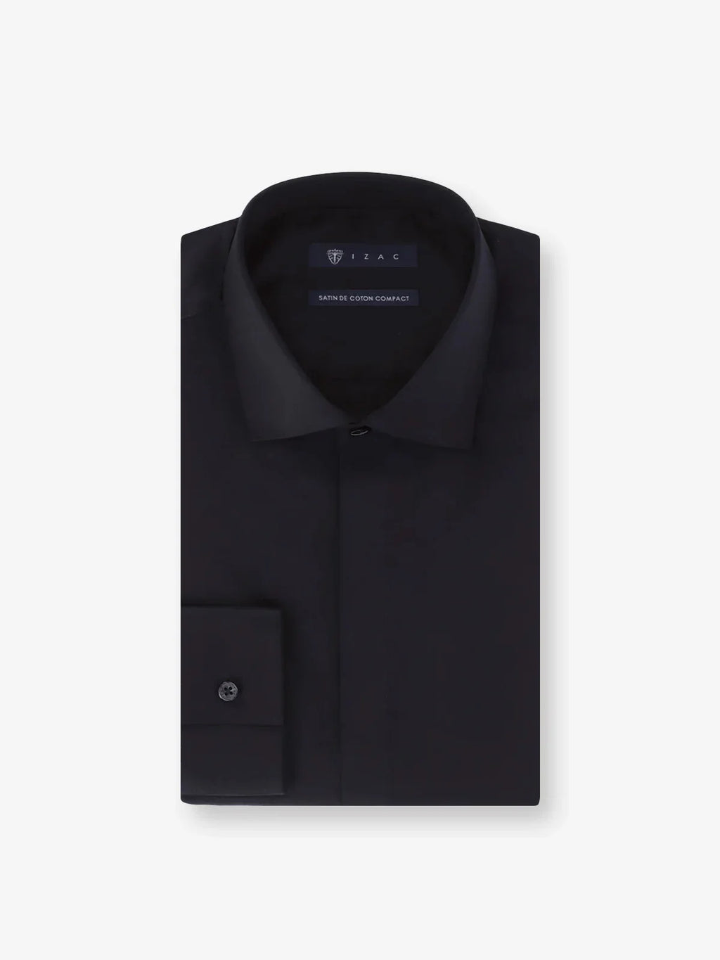 Chemise satin de coton noire - IZAC