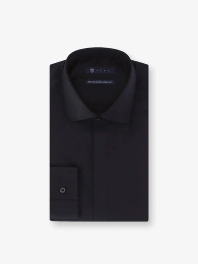 Chemise satin de coton noire - IZAC