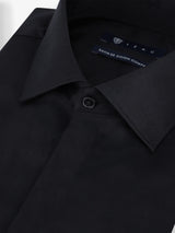 Chemise satin de coton noire - IZAC