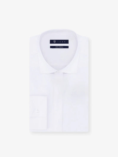 Chemise ville satin de coton blanc - IZAC