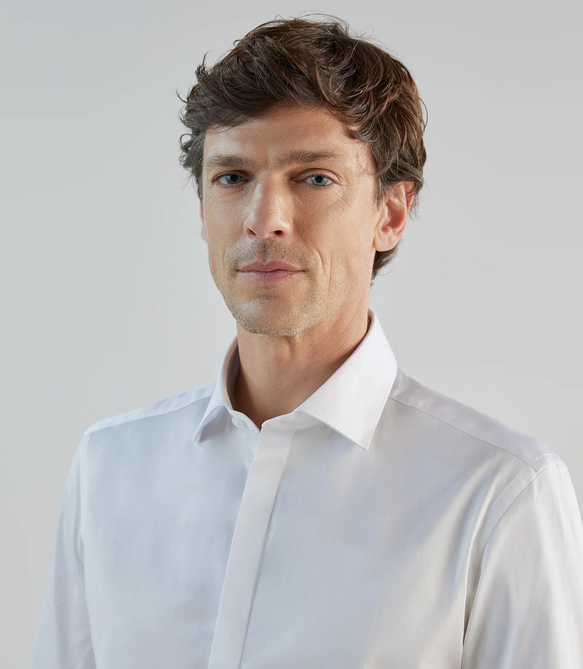Chemise ville satin de coton blanche - IZAC