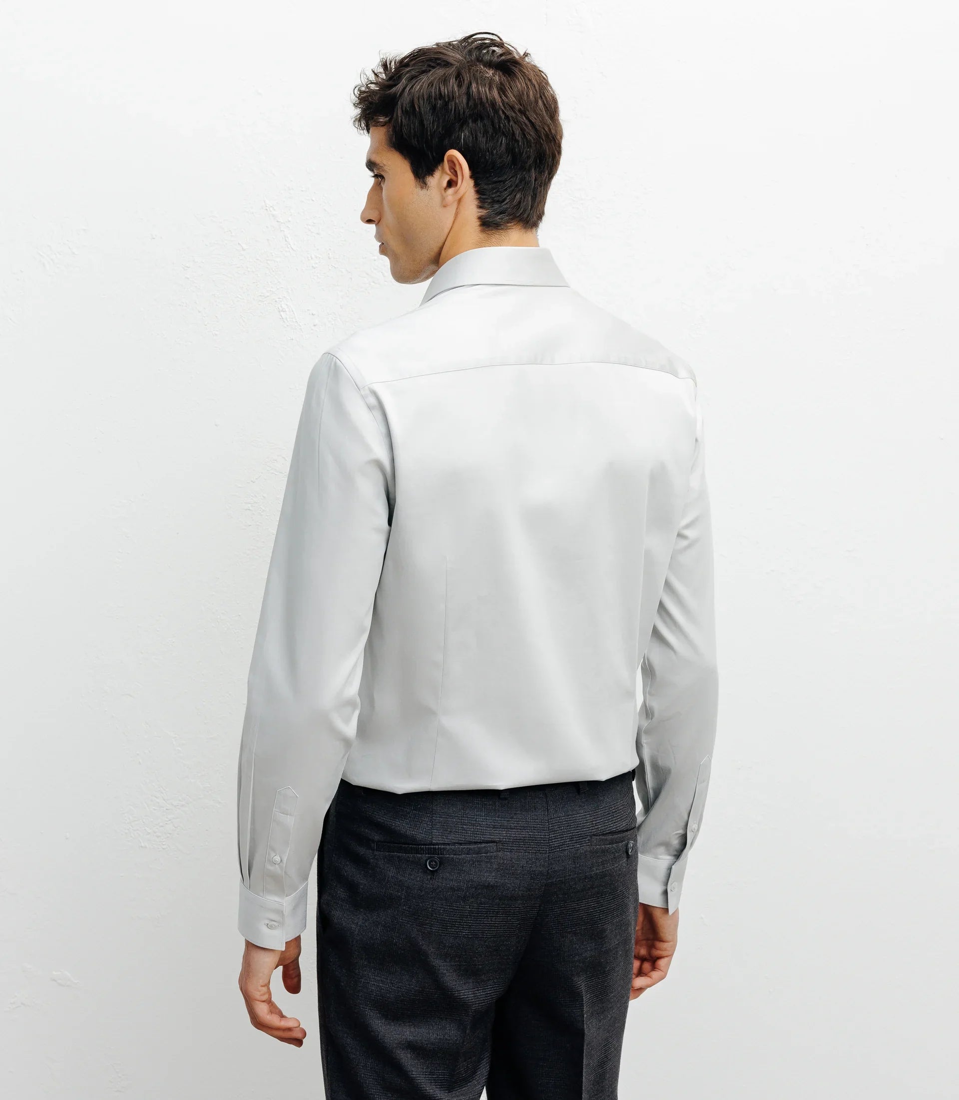 Chemise ville satin de coton gris - IZAC