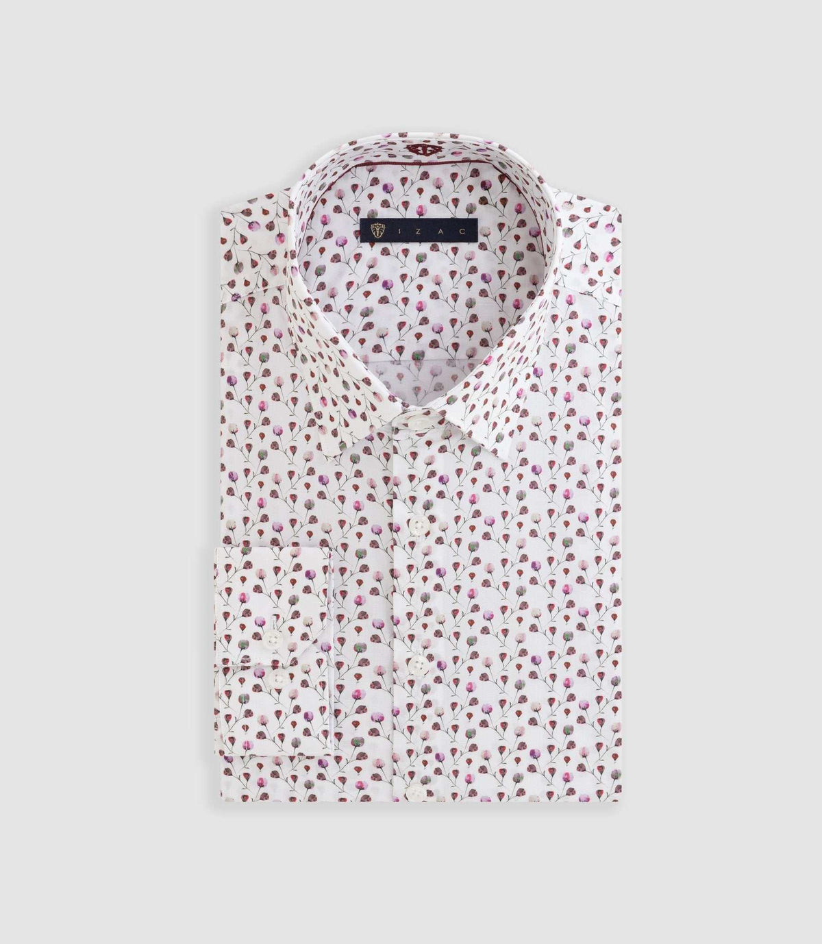 Chemise à imprimé floral blanc - bordeaux "Demis" - IZAC