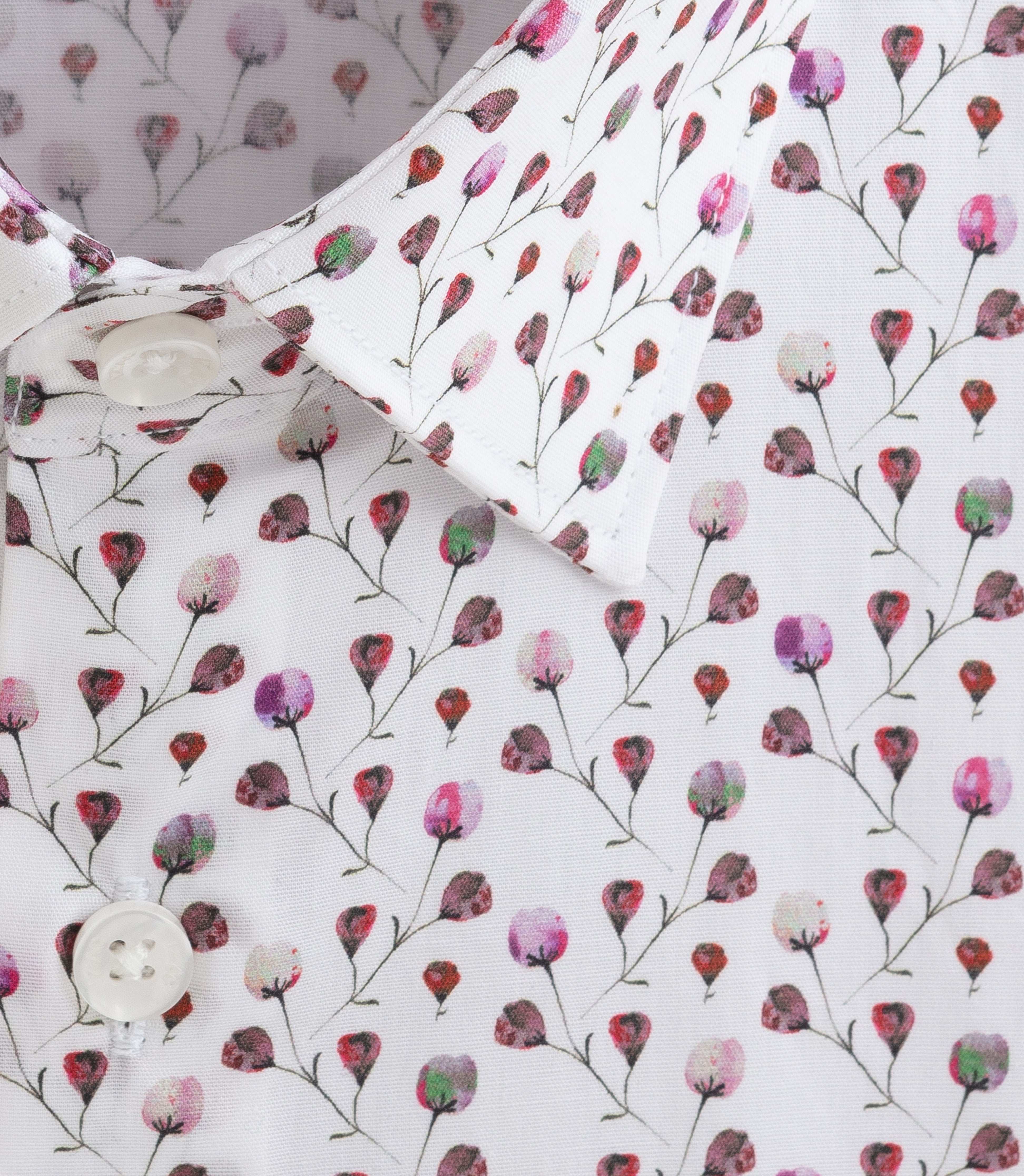 Chemise à imprimé floral blanc - bordeaux "Demis" - IZAC