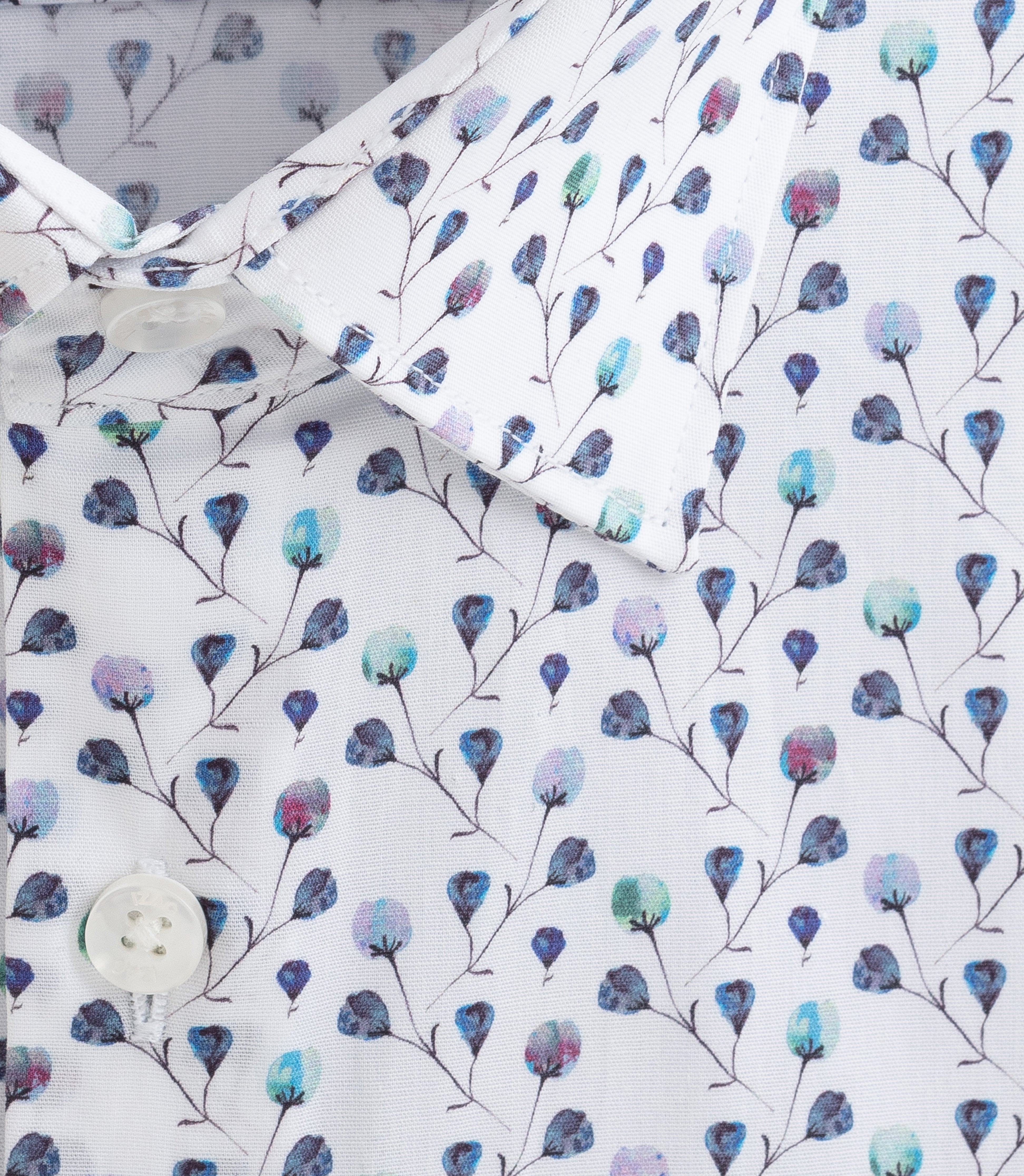 Chemise à imprimé floral blanc - marine "Demis" - IZAC