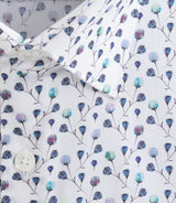 Chemise à imprimé floral blanc - marine "Demis" - IZAC