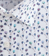 Chemise à imprimé floral blanc - marine "Demis" - IZAC