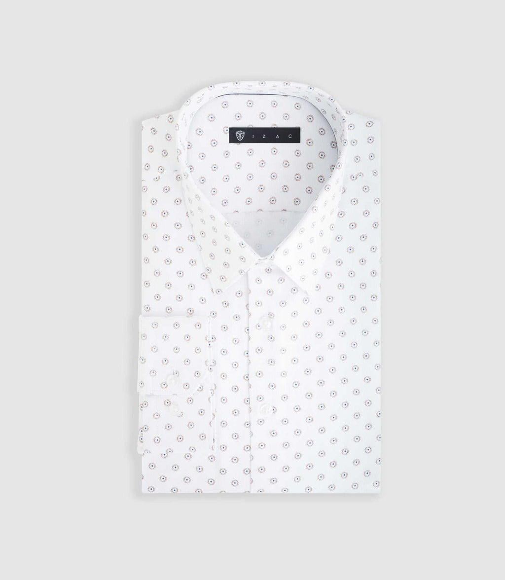 Chemise ville blanche et camel "Difast009" - IZAC