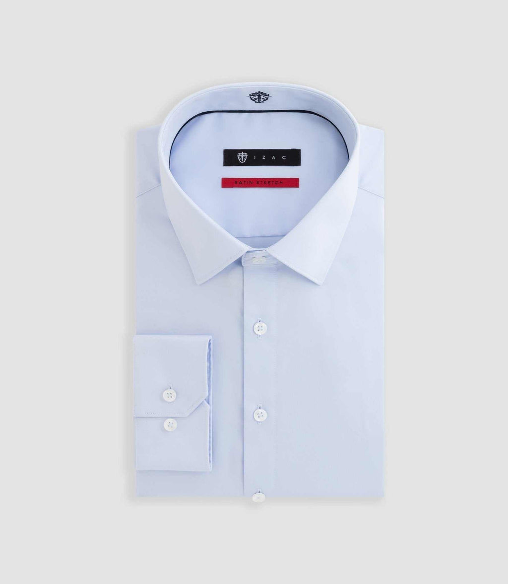 Chemise en satin stretch ciel "Sastretch" - IZAC