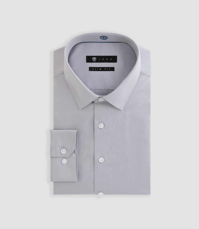Chemise ville gris clair "Satinslim" - IZAC