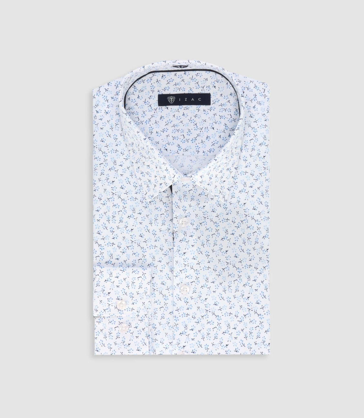 Chemise slim à imprimé floral bleu MADECOUT - IZAC